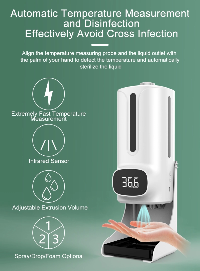 Table Top Electric Digital Temperature Thermal Scanner Large Capacity 1200ml Alcohol Disinfection Soap Dispenser