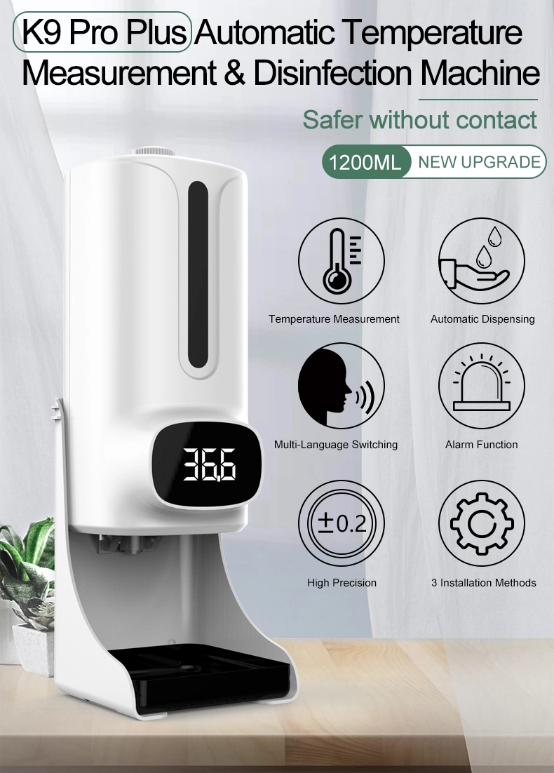 Table Top Electric Digital Temperature Thermal Scanner Large Capacity 1200ml Alcohol Disinfection Soap Dispenser