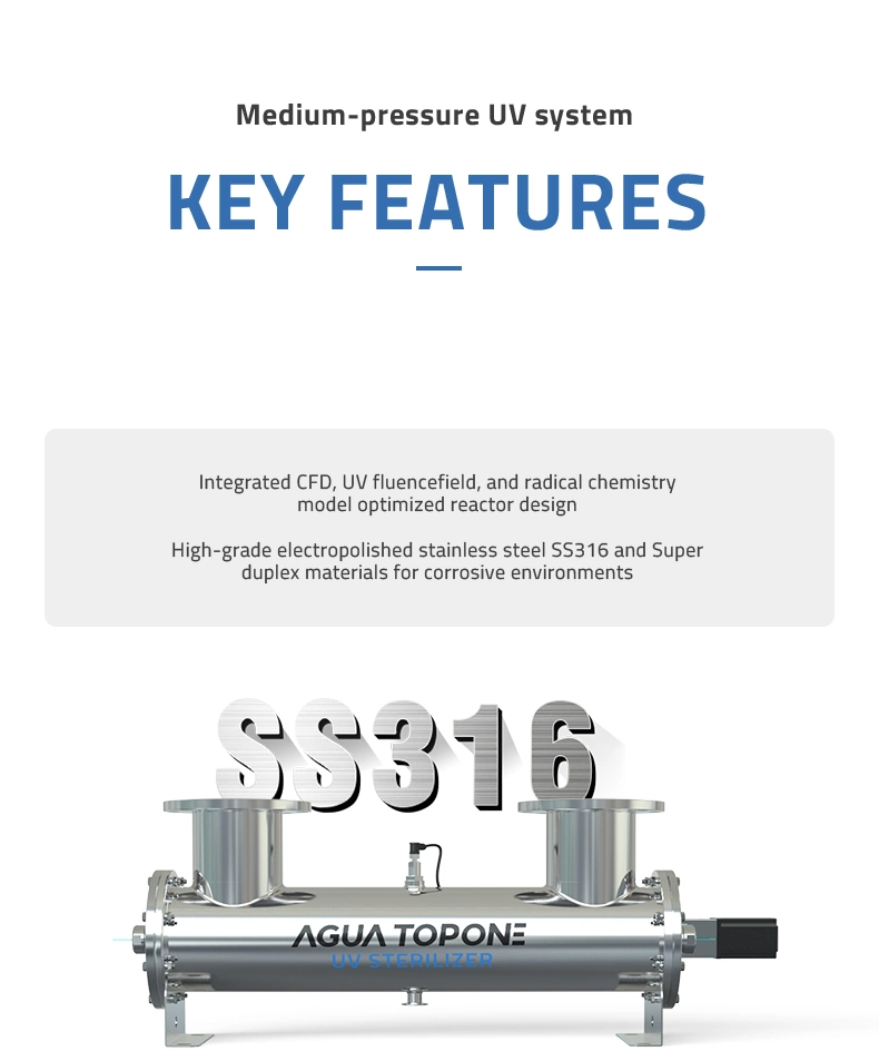 Auto Cleaning PLC Control Swimming Pool Medium Pressure Lamp Sterilization Equipment